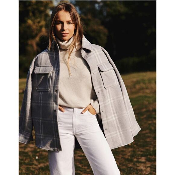 Felted Shirt Jacket Shacket H&M New - Picture 6 of 9